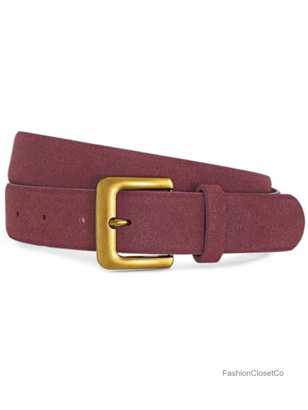 Women's Faux Suede Chunky Belt with Retro Gold Buckle